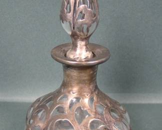 STEUBEN SILVER OVERLAY PERFUME BOTTLE