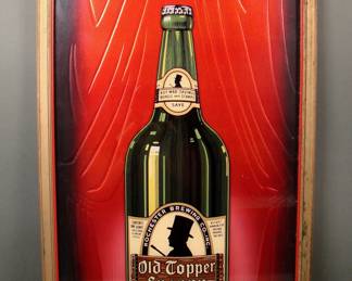 EXTREMELY RARE ROCHESTER BREWING COMPANY "OLD COPPER SNAPPY" REVERSE PAINTED ADVERTISING SIGN