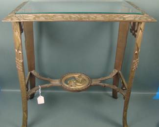1930's Art Deco W.H. Howell Co. Bronze Accent Tabl