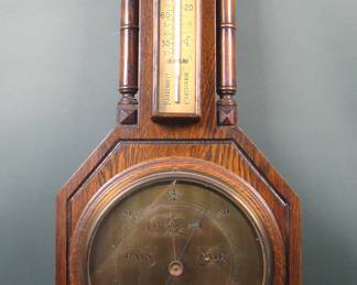 ANTIQUE OAK ENGLISH BAROMETER