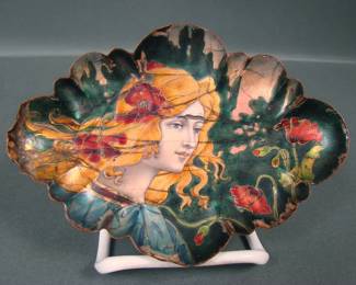 FRENCH NOVEAU ENAMELED PIN TRAY