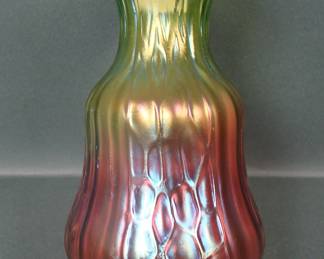 Rindskopf Pepita Honeycomb Flared Art Glass Vase