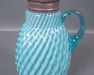 Buckeye Blue Opal Reverse Swirl Syrup Jug