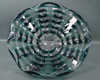 Tiffin Killarney Green Ribbon Center Piece Bowl