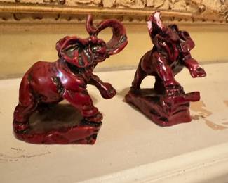 Red elephant figurines 