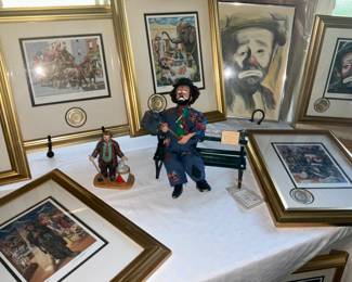 Emmett Kelly , Framed Art,  Emmett Kelly Figurines