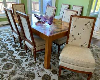 Dining table, 8 custom designed chairs.  Custom Designed, Walter E. Smithe