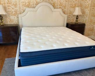 Serta Perfect Sleeper,   Norwalk King Size upholstered Bed , Hooker Nightstands , Brevatto Lamps