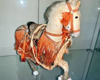 Japanese Samurai, Musha Ningyo Warrior, White Horse, Antique