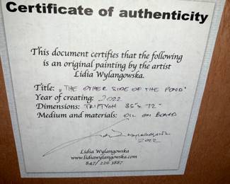 Lidia Wylangowska,  "The Other Side of the Pond, original art, Triptych 36" x 72" each , Oil on Board 