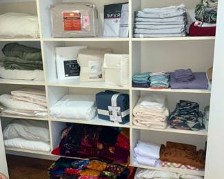 Bed Linens,  Comforters, Blankets, pillows 