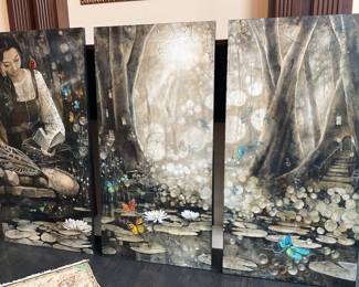 Original, art. Oil on board. Lidia wylangowska. 3 pc Tryptec