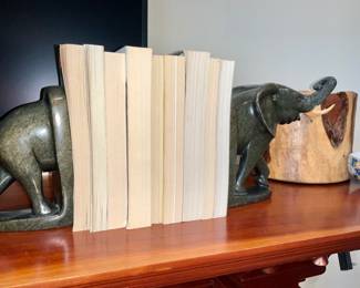 Book ends, marble elephant book ends 