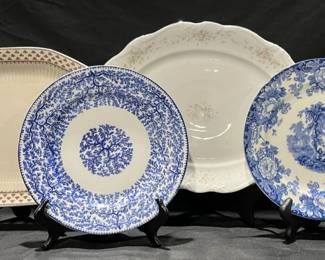 Johann Haviland Bavarian Platter, Sharon Ironstone Platter, Woolworth England Fibre Dinner Plate Etc