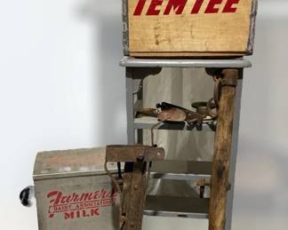 Vintage Egg Trays, Antique Tools, Outdoor Table Dairy Milk Box