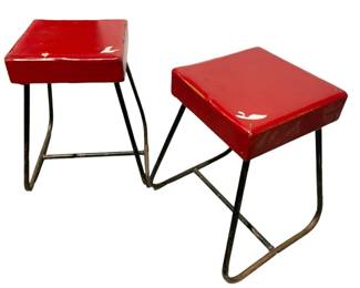 Pair Of Cherry Red Stools
