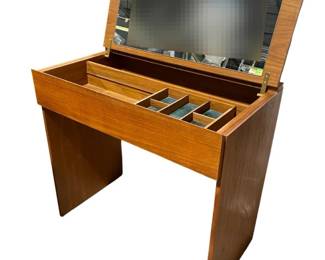 Mid Century Danish Flip Top Vanity With Mirror