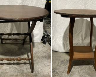 Two Wooden Side Tables One Folding