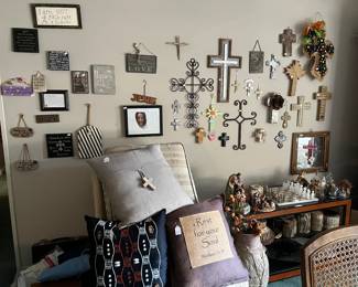 Wall decor, pillows, chair with ottoman, nativities, onyx chess set