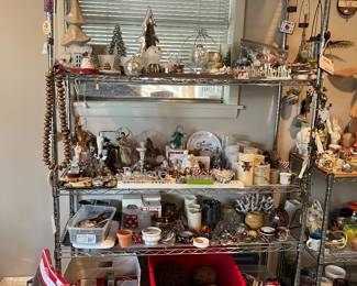 Baskets, Christmas, extension cords, Christmas lights, decorative balls