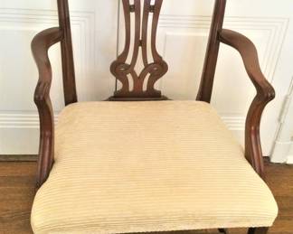 One of Two Mahogany Chippendale Arm Chairs
