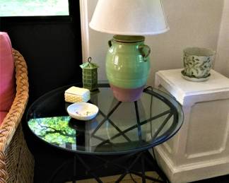 One of Two Wrought Iron End Tables 