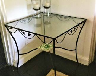 Vintage Wrought Iron Glass Top  Table