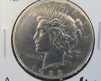 Lot 212. 1923 D Peace silver dollar