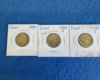 Lot 151. Three&nbsp; Buffalo nickels