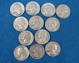 Lot 199. Twelve silver Washington quarters
