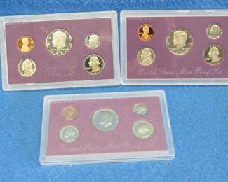 Lot 87. Three U.S. Mint Proof Sets:   1987, 1988, and 1989