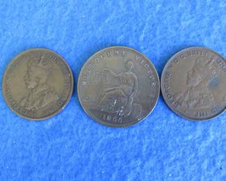 Lot 155. 1855 Bronze Travel Token Melbourne, Australia  1915, 1923&nbsp; Australian pennies