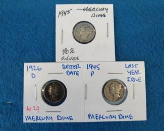 Lot 140. Three Mercury dimes
