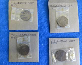 Lot 46. Lincoln Pennies, 1909, 1910, 1911, and 1913