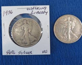 Lot 127. Two Walking Liberty Half-Dollars