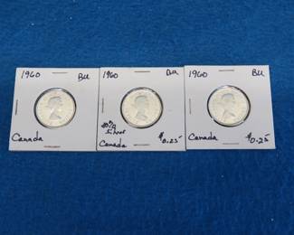 Lot 50. Three 1960 Canada quarters with 80% silver