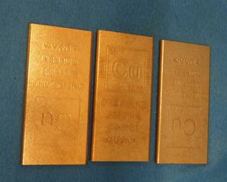 Lot 121. Three one-pound bars of .999 fine copper