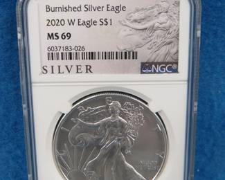Lot 8. 2020 W Eagle S $1 graded MS 69 by NGC