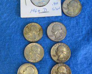Lot 45. Eight Washington Silver Quarters