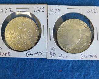 Lot 132. 1972 Munich Olympic silver 10 Marks coins