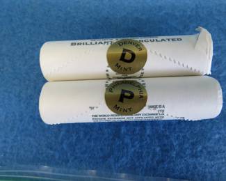 Lot 219. Two rolls of 20 each B.U. nickels