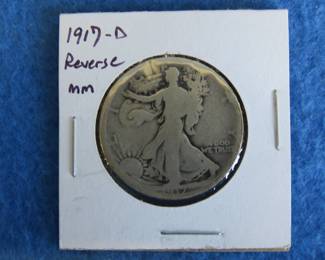 Lot 38. 1917 D Walking Liberty Half Dollar with a reverse mint mark