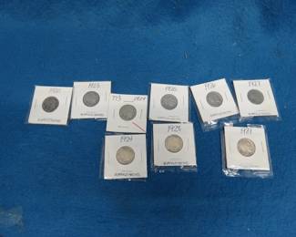 Lot 119. Nine Buffalo Nickels. See photos for dates.