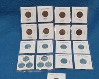 Lot 77. 12 high-grade 1943 steel pennies  9 old pennies 1919-1955