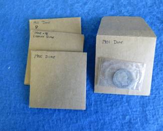 Lot 42. Five Barber Head Dimes