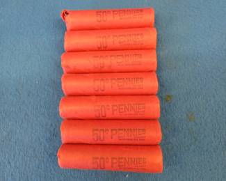 Lot 126. 5 rolls of 1968 D and 2 rolls of 1968 S high grade pennies