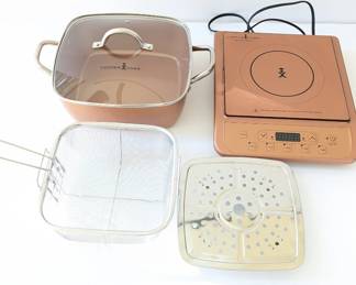 Lot #B78 - Copper Chef Cookware Set - Induction Cooktop, Cooking Pot, Steamer & More