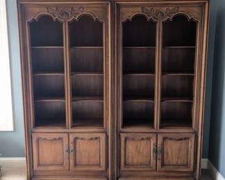 Lot #B1 - Wooden Bookcase Pair - Elegant Design, Carved Details