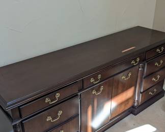 Lot #B110 - Mahogany Vintage Credenza & Lateral File Cabinet