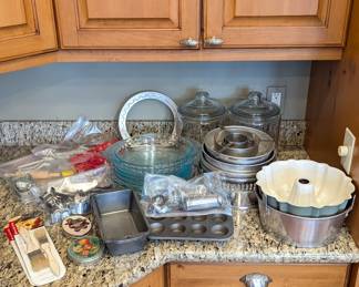 Lot #B74 - Kitchen Baking Supplies Lot - Baking Pans, Cookie Cutters, Storage Jars & More